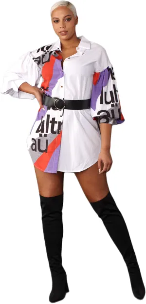Avant-Garde Printed Shirt Dress- 81932