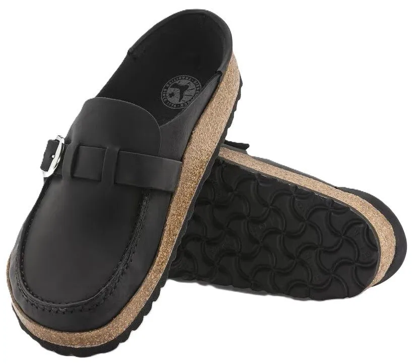Birkenstock Buckley Clog - Black Oiled Leather | Comfortable Cork Footbed