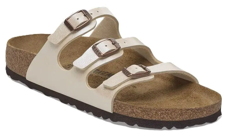Birkenstock Florida Sandals - Graceful Pearl White Birko-Flor | Comfortable Cork Footbed