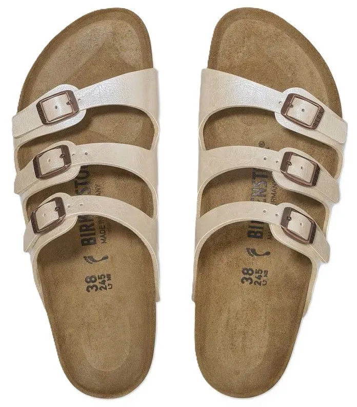 Birkenstock Florida Sandals - Graceful Pearl White Birko-Flor | Comfortable Cork Footbed