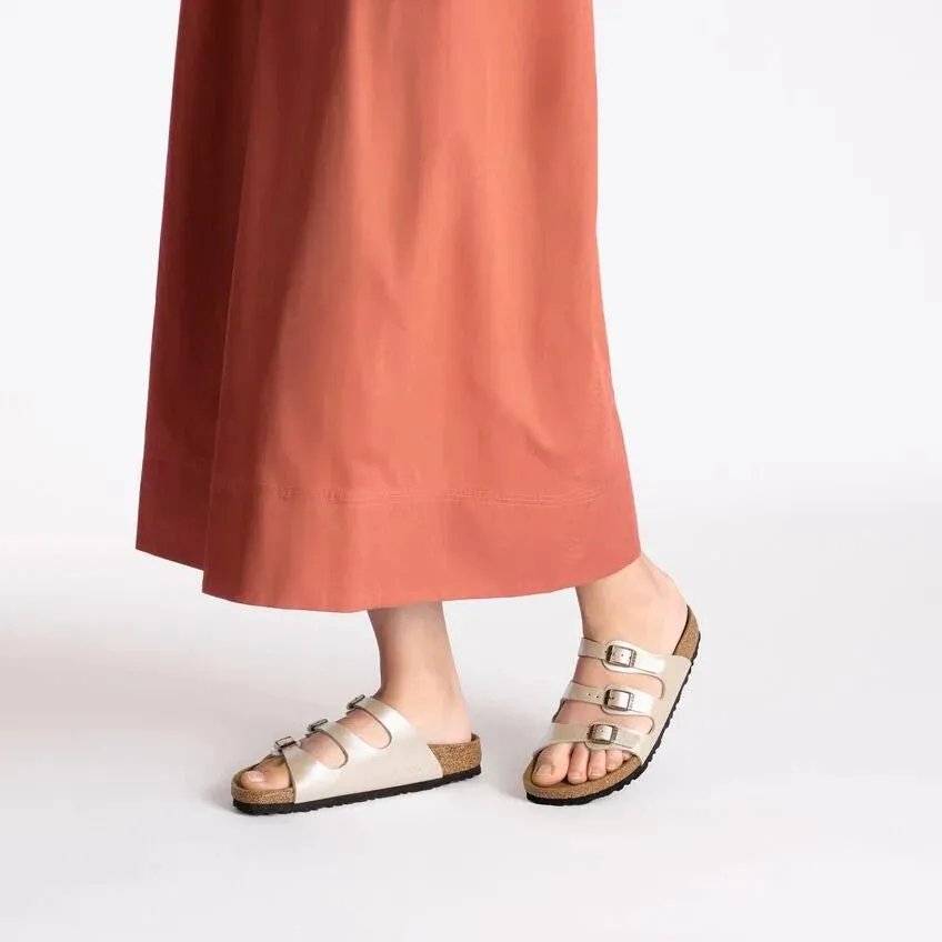 Birkenstock Florida Sandals - Graceful Pearl White Birko-Flor | Comfortable Cork Footbed