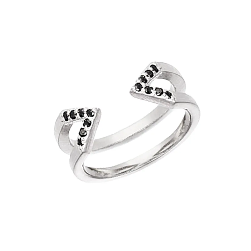 Black Diamond Dagger Ring | White Gold
