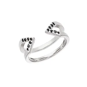 Black Diamond Dagger Ring | White Gold