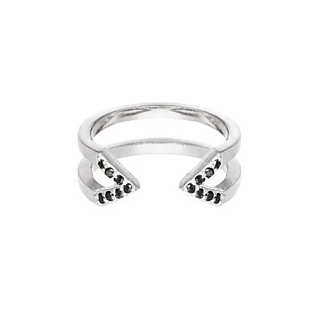 Black Diamond Dagger Ring | White Gold