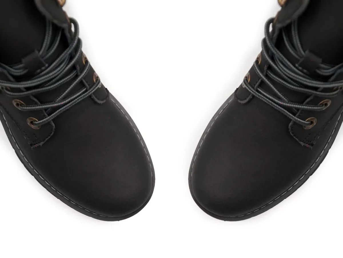 Black Nubuck Leather Lace-Up Adventure Ambler Zipper in Middle Chunky Boots - Hiking and Trekking Boots
