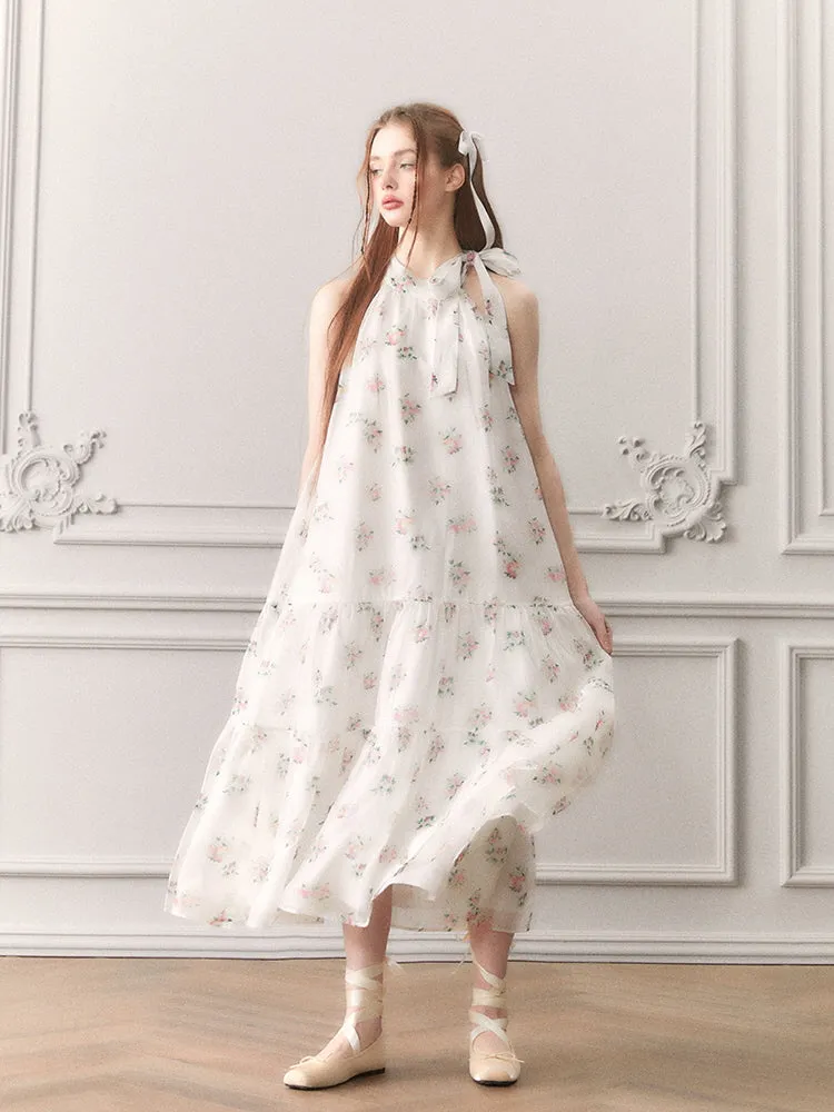 Blossom Whisper Ribbon Maxi Dress