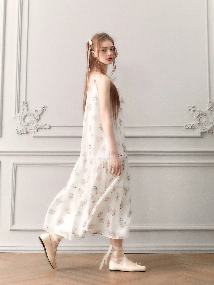 Blossom Whisper Ribbon Maxi Dress