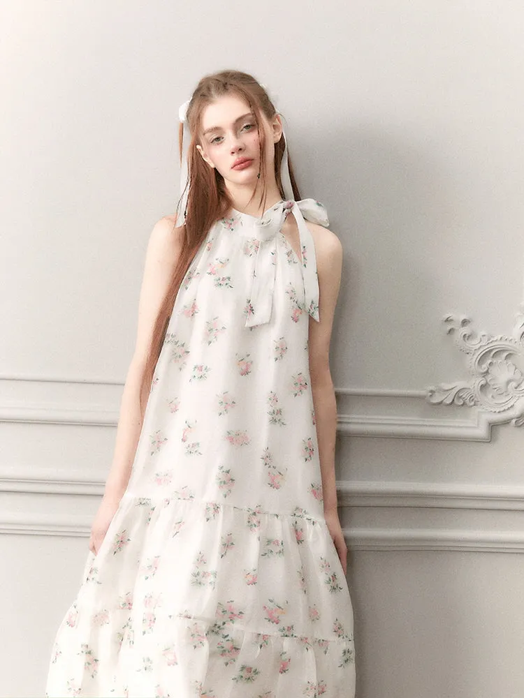 Blossom Whisper Ribbon Maxi Dress