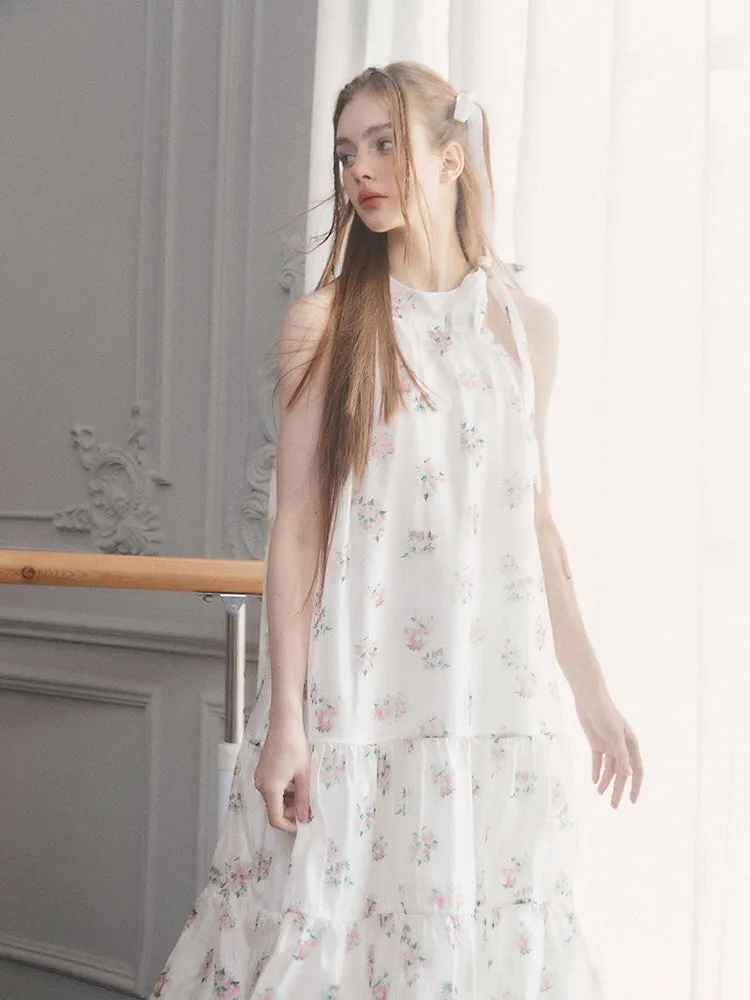 Blossom Whisper Ribbon Maxi Dress