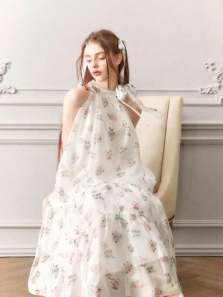 Blossom Whisper Ribbon Maxi Dress