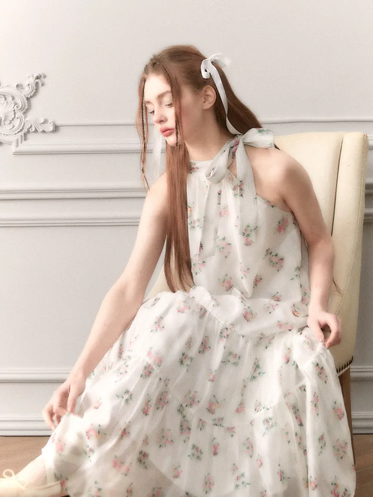 Blossom Whisper Ribbon Maxi Dress