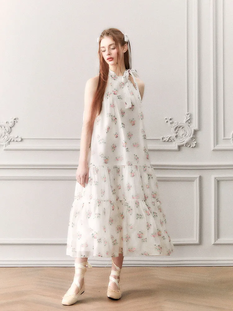 Blossom Whisper Ribbon Maxi Dress