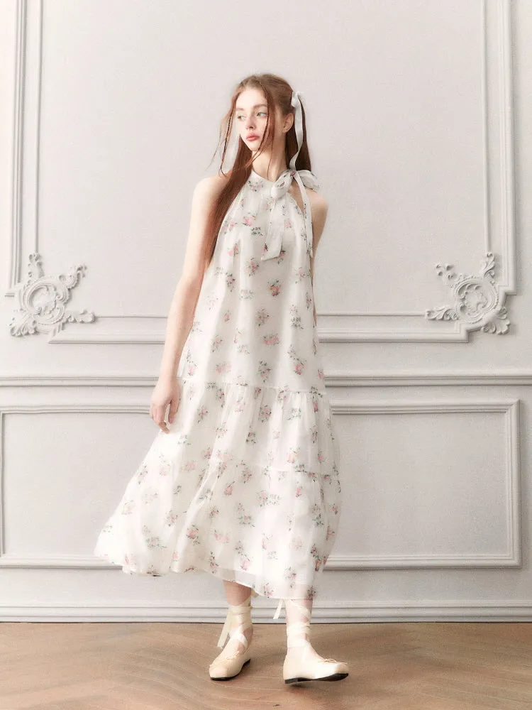 Blossom Whisper Ribbon Maxi Dress