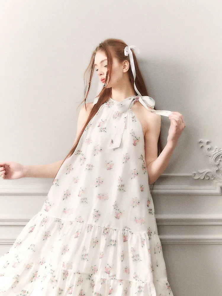 Blossom Whisper Ribbon Maxi Dress