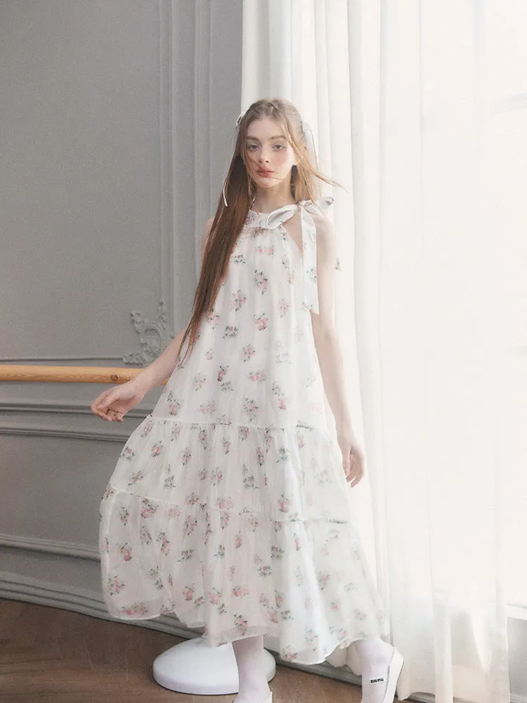 Blossom Whisper Ribbon Maxi Dress