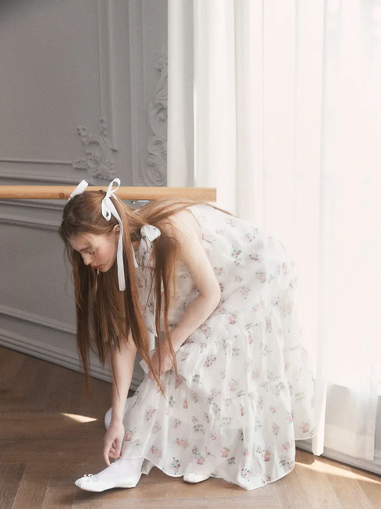 Blossom Whisper Ribbon Maxi Dress