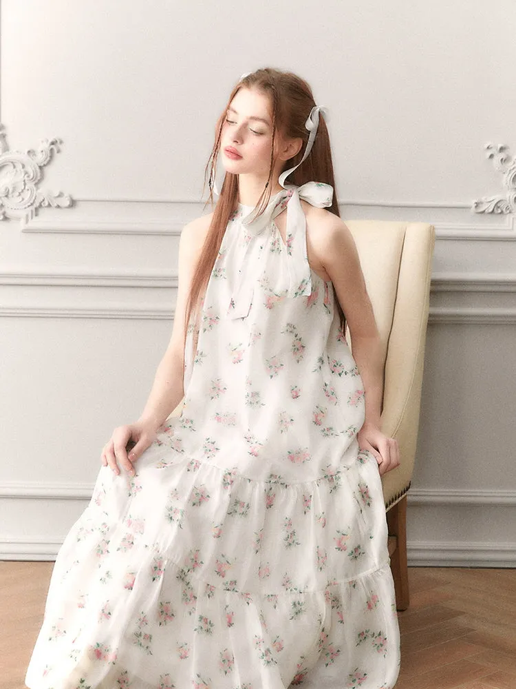 Blossom Whisper Ribbon Maxi Dress