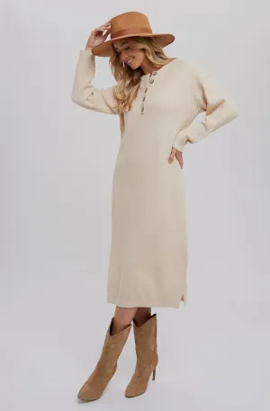 Blue Ivy Cream Midi Sweater Dress