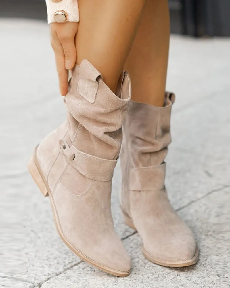 Boots Alure™ | Women's Low Heels Boots | Suede Material, Stylish Ankle Design & Comfortable Fit