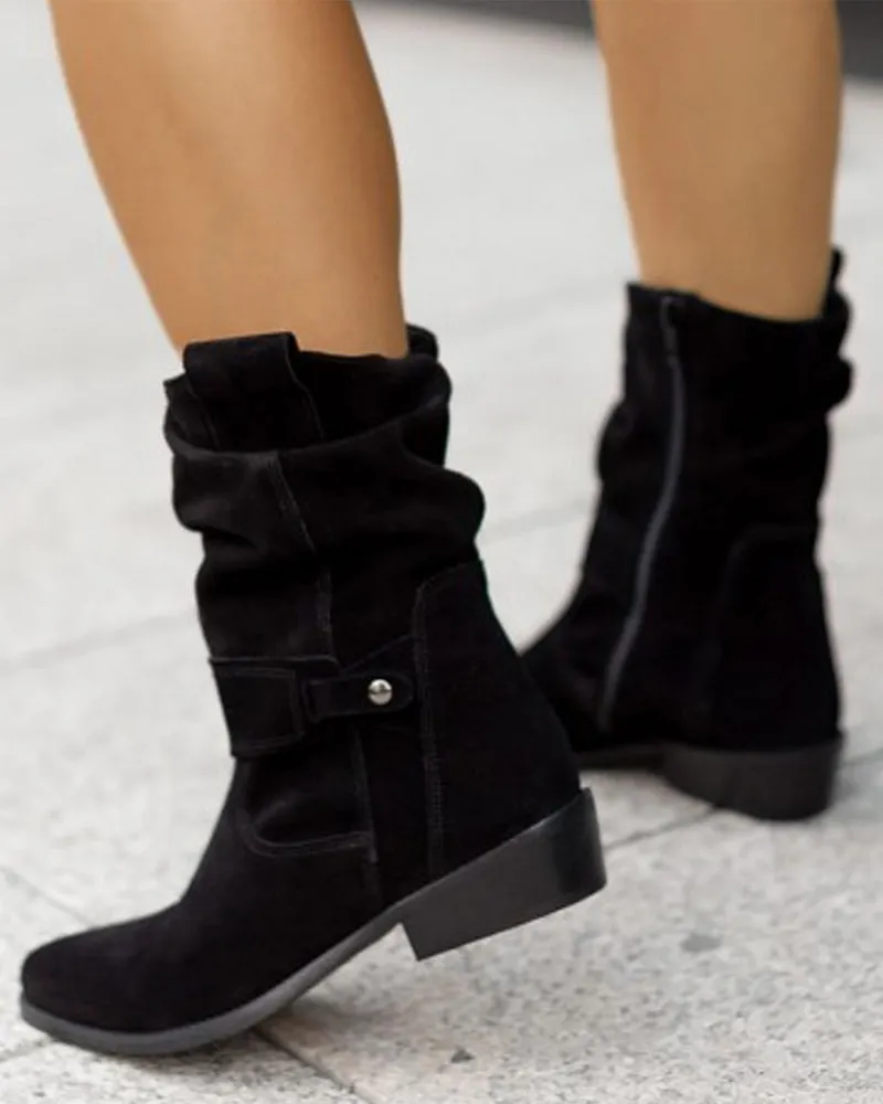 Boots Alure™ | Women's Low Heels Boots | Suede Material, Stylish Ankle Design & Comfortable Fit