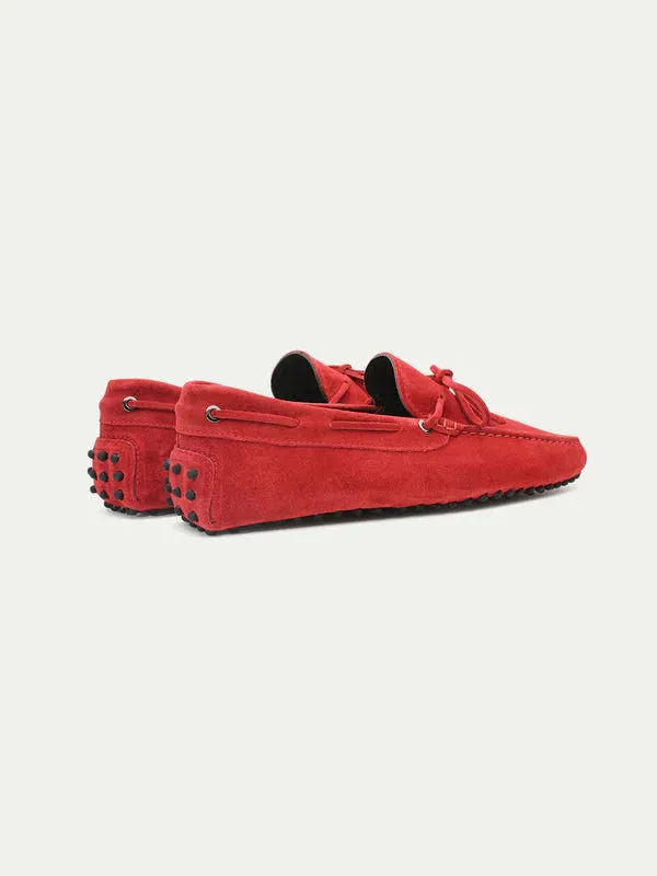 Bright Red Suede Ophelia Driving Loafers - Loafers