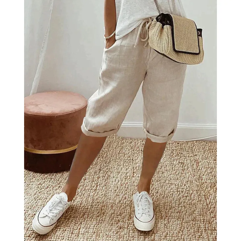Briony | Women's Drawstring Relaxed Fit Bermuda Shorts | Walking
