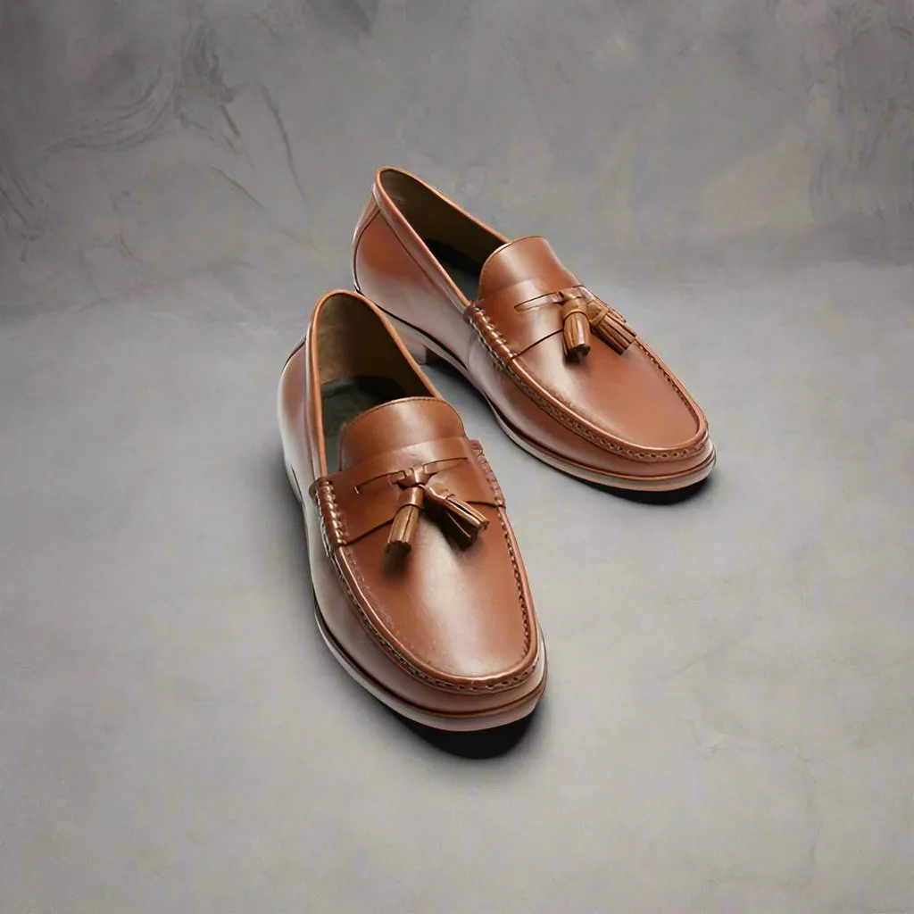 Brown Italian Leather Lysandra Tassel Loafers - Loafers Shoes