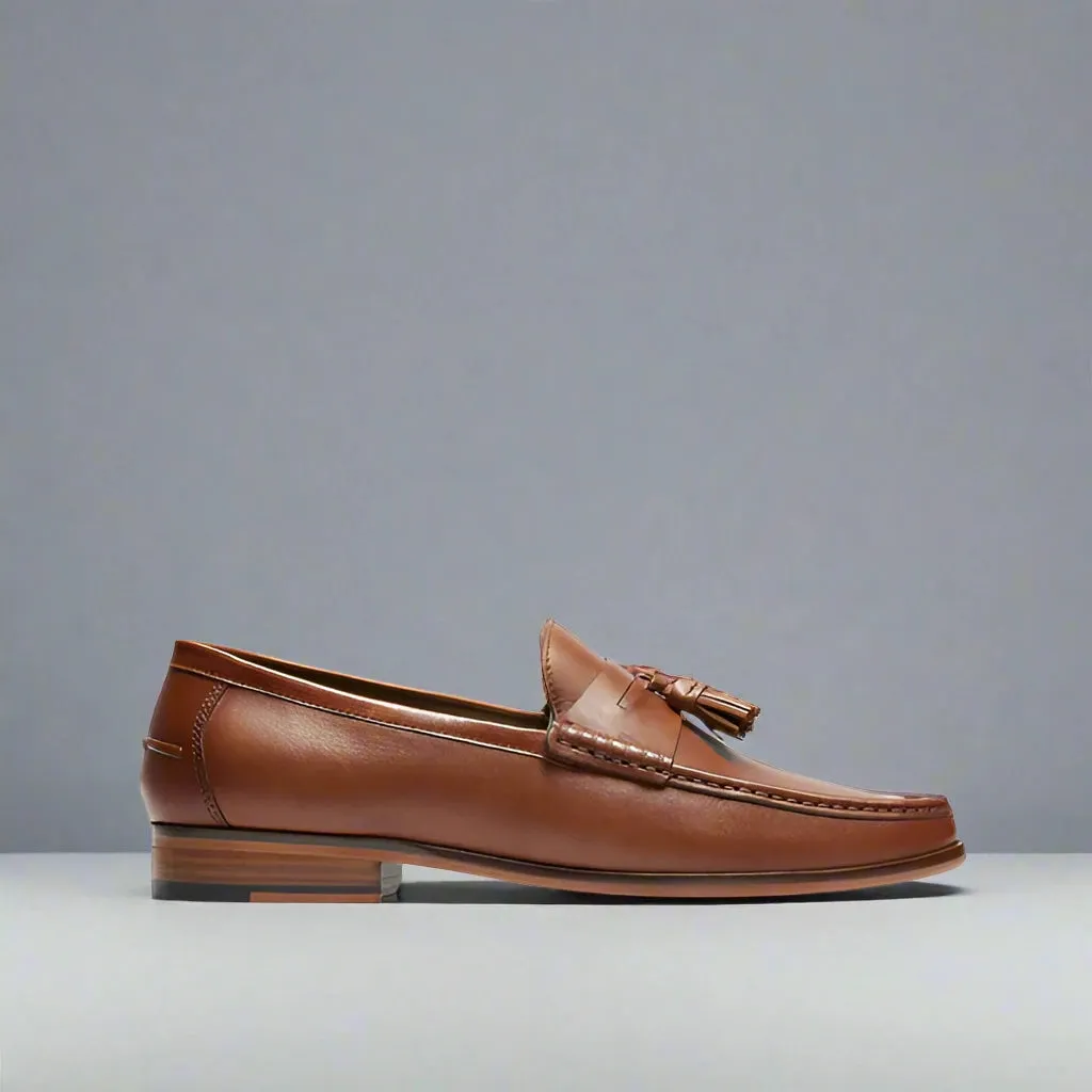 Brown Italian Leather Lysandra Tassel Loafers - Loafers Shoes
