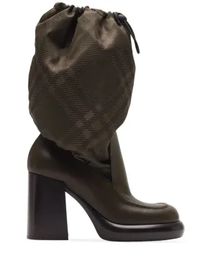 Burberry square-toe check-print boots