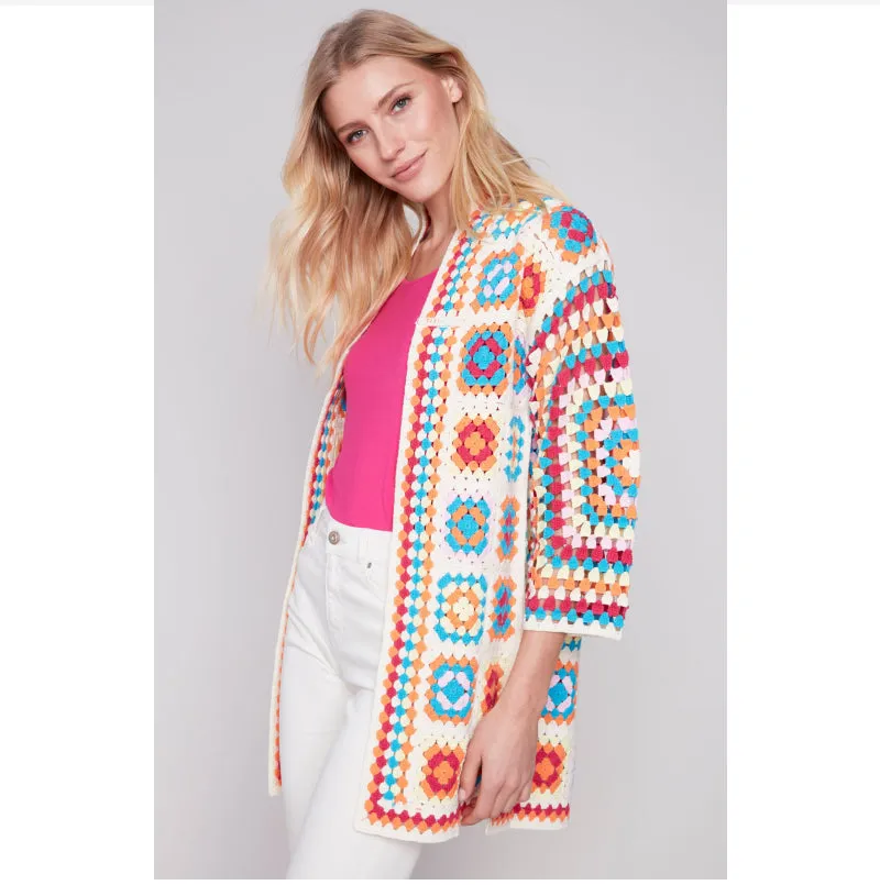 Charlie B Crochet Long Cardigan