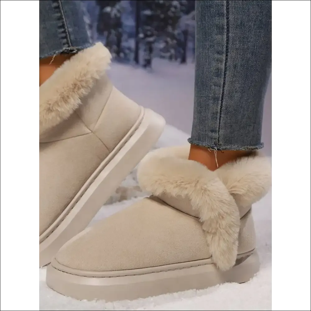 Chic Faux Fur Round Toe Platform Boots