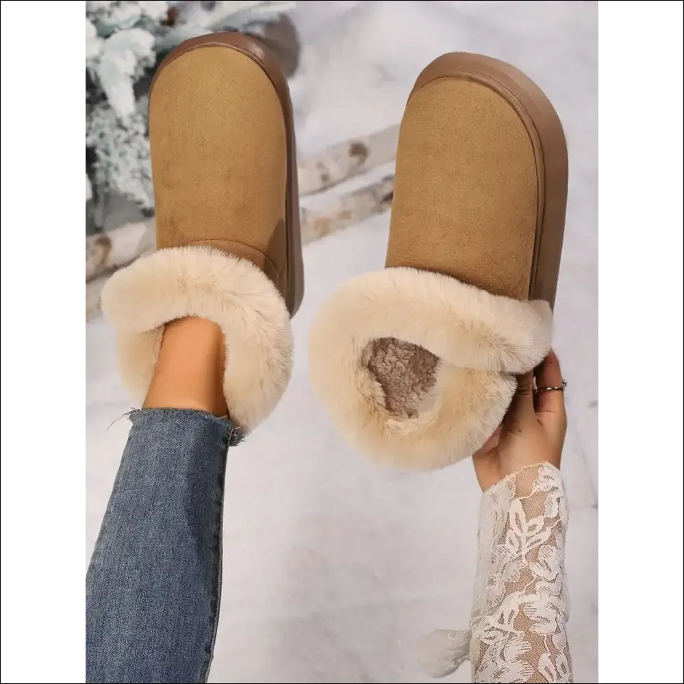 Chic Faux Fur Round Toe Platform Boots