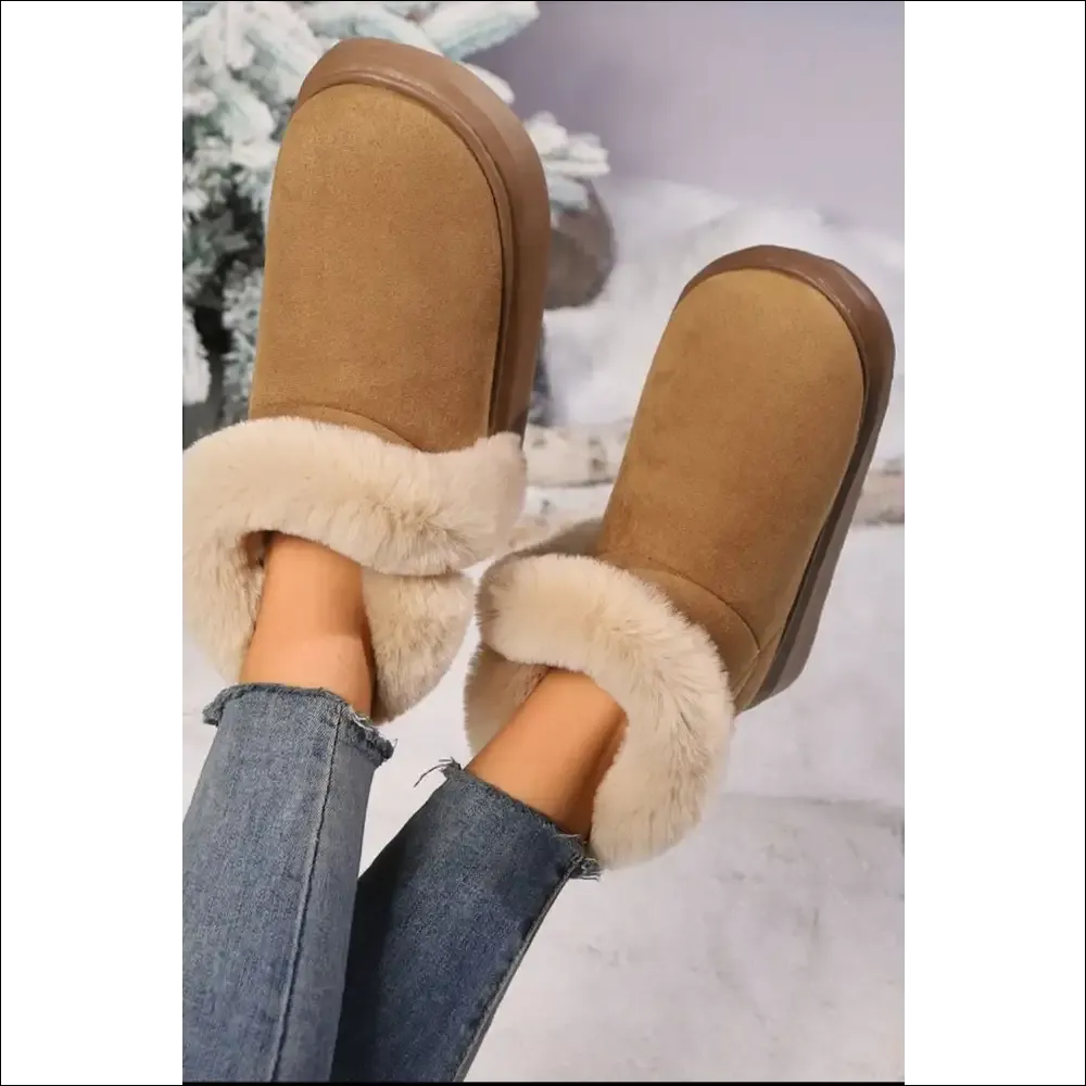 Chic Faux Fur Round Toe Platform Boots