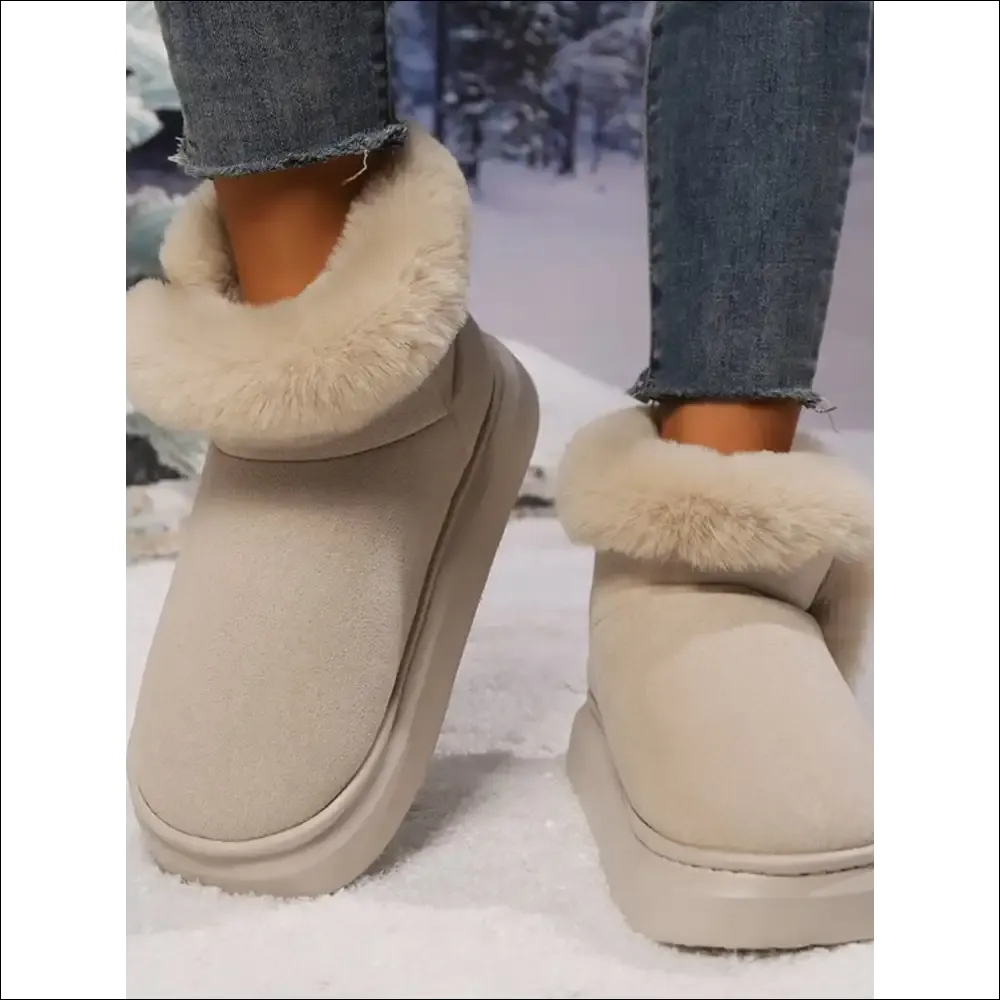 Chic Faux Fur Round Toe Platform Boots