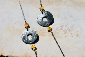 Citrine Chain Necklace with Large Washer