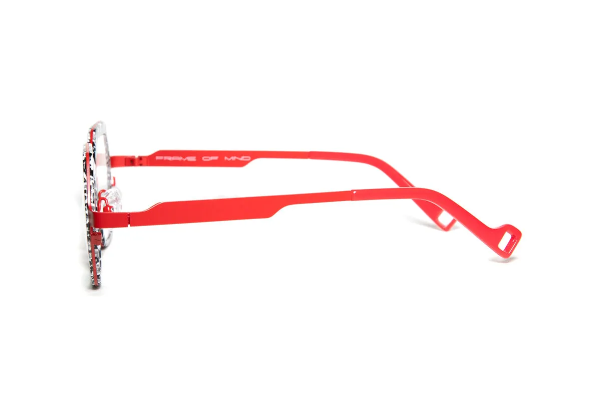 COLLINS Black White Marbled & Red Reading Glasses, Blue Light Glasses