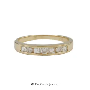 Diamond Wedding Band w/ .38cttw Channel Set Round & Princess Cut Diamonds in 14k