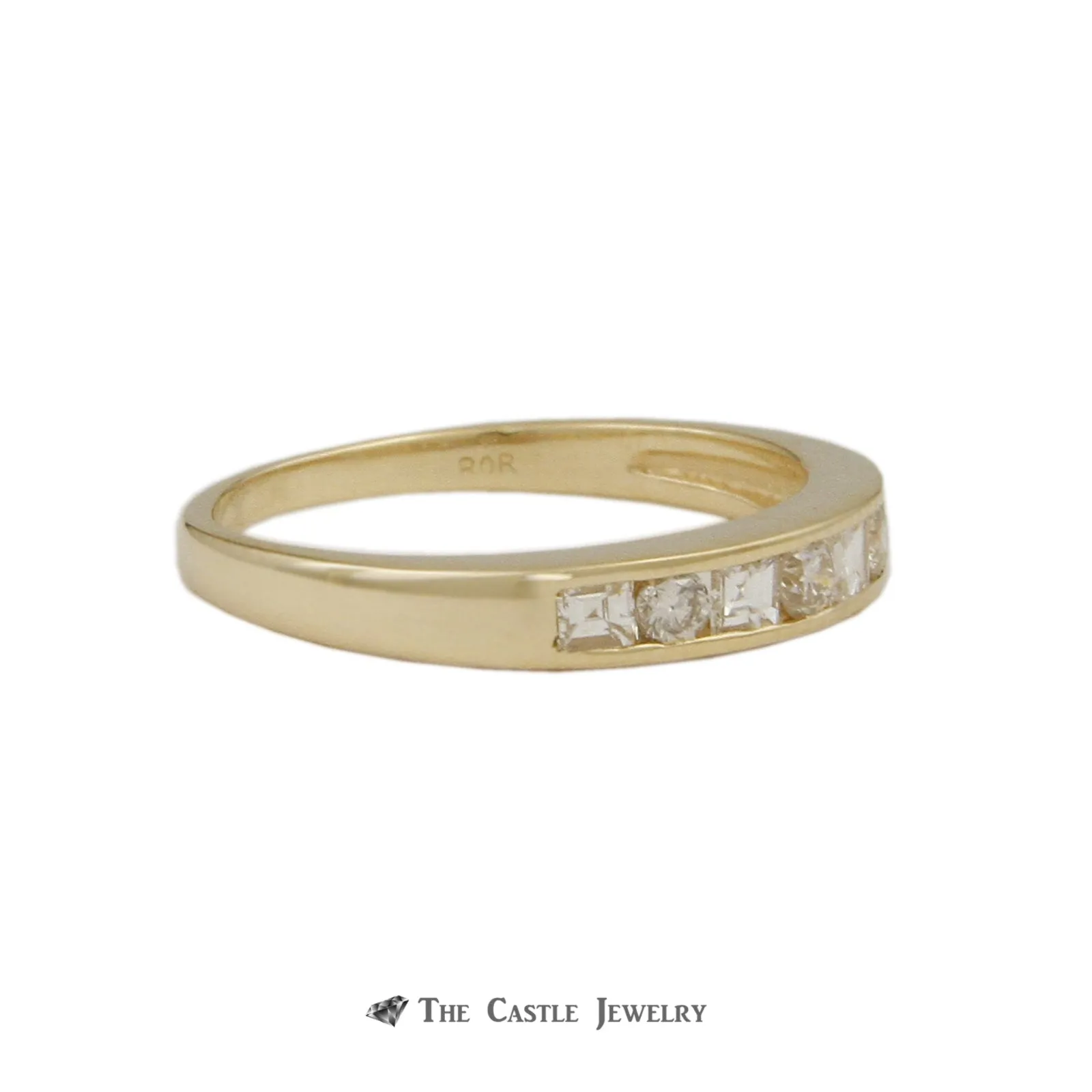 Diamond Wedding Band w/ .38cttw Channel Set Round & Princess Cut Diamonds in 14k