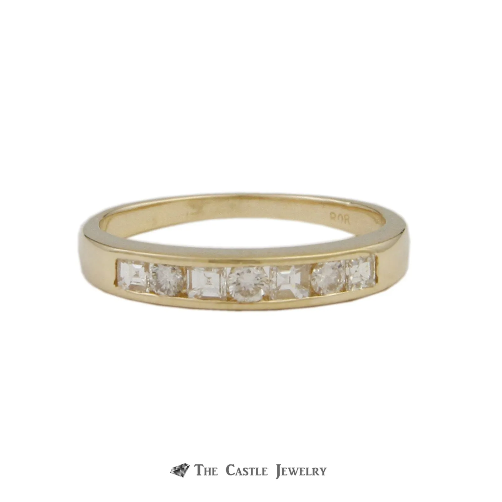 Diamond Wedding Band w/ .38cttw Channel Set Round & Princess Cut Diamonds in 14k