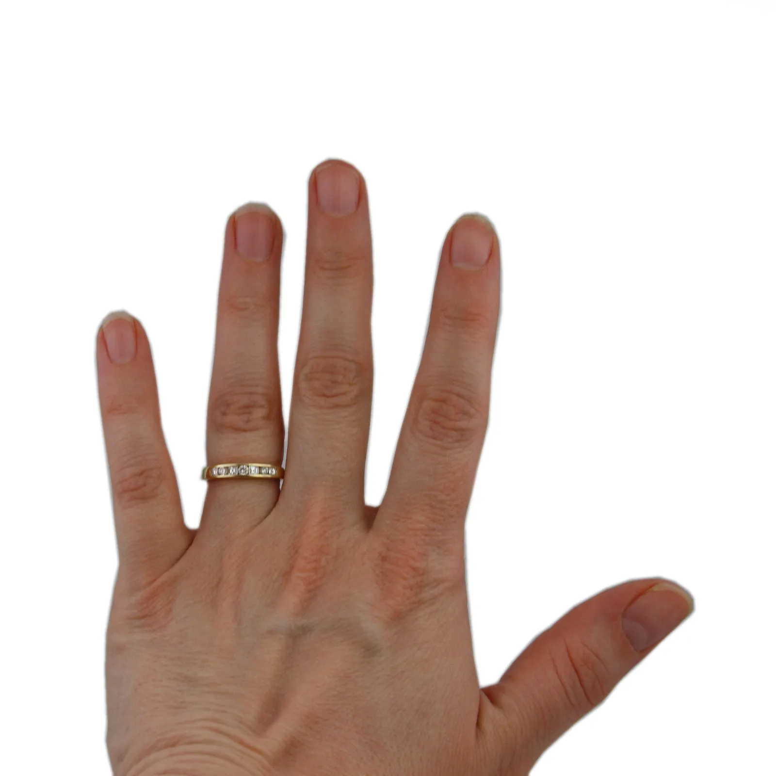 Diamond Wedding Band w/ .38cttw Channel Set Round & Princess Cut Diamonds in 14k