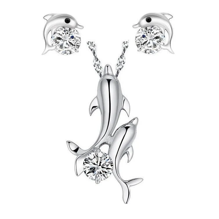 Dolphin Necklace & Earrings Set