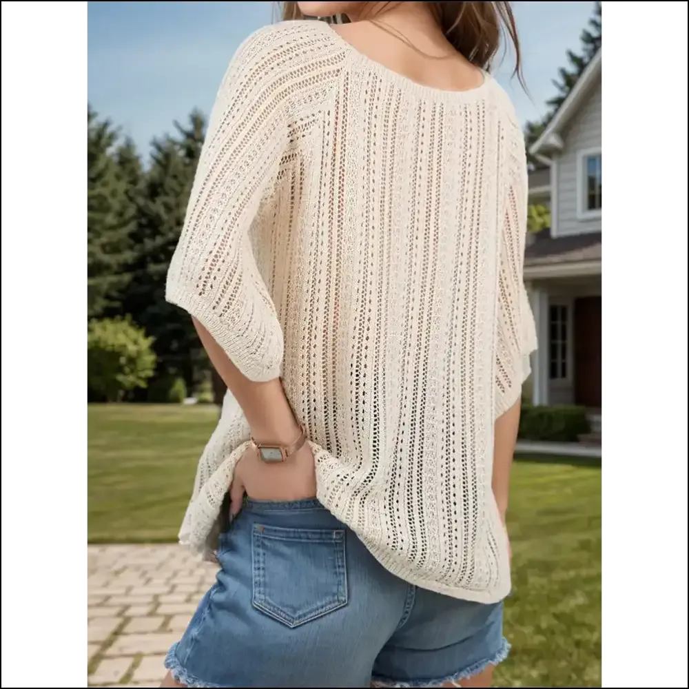 Drape me Baby: Turn Heads in our Sheer Openwork Round Neck Cover-up! 🌞✨