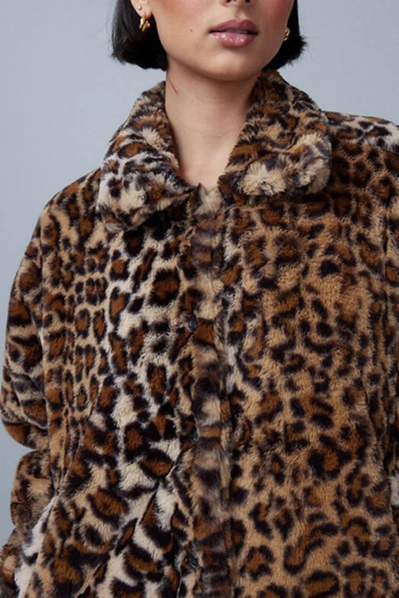 DS3315 Leopard Fleece Jacket Outerwear