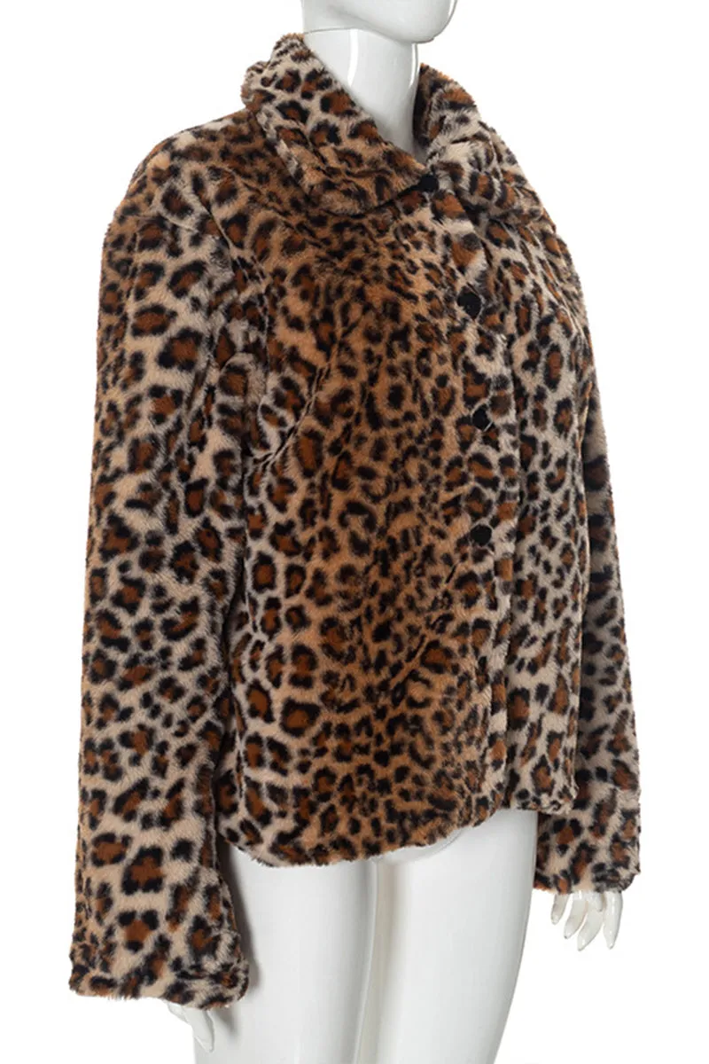 DS3315 Leopard Fleece Jacket Outerwear