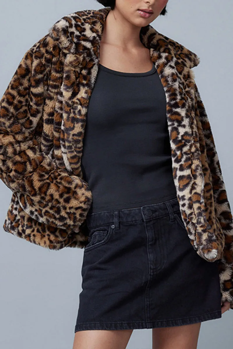 DS3315 Leopard Fleece Jacket Outerwear