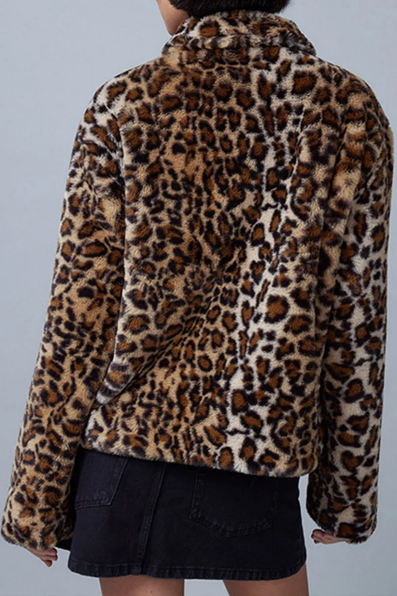 DS3315 Leopard Fleece Jacket Outerwear