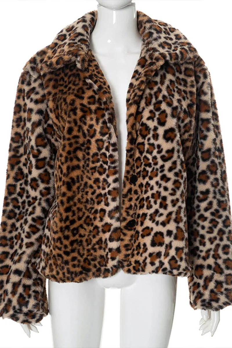 DS3315 Leopard Fleece Jacket Outerwear
