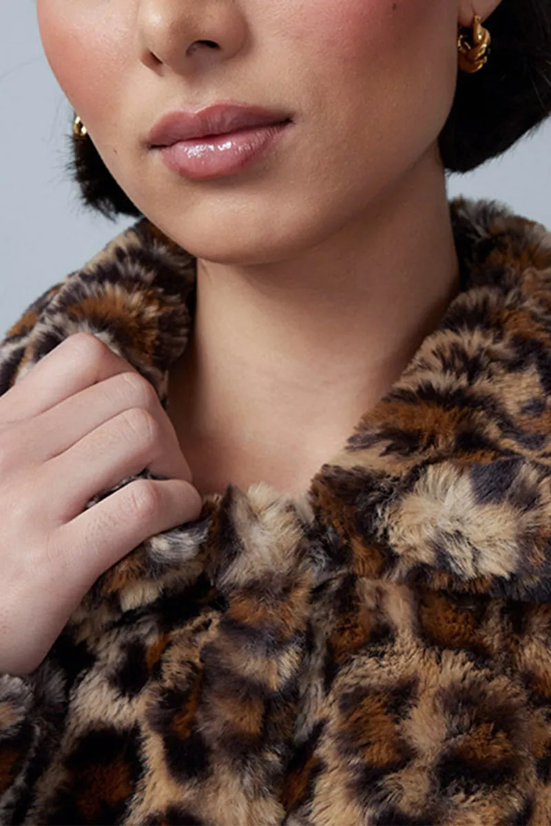 DS3315 Leopard Fleece Jacket Outerwear