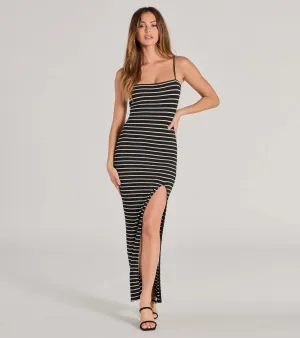 Effortlessly Trendy Striped Slit Maxi Dress