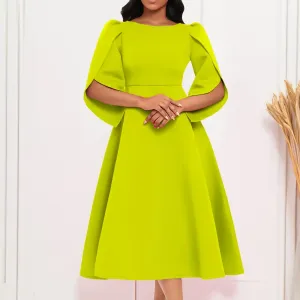 Elegant Women's Solid Color Ankle-Length Dress